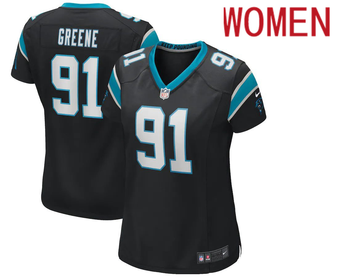 Women Carolina Panthers 91 Kevin Greene Nike Black Game Retired Player NFL Jersey